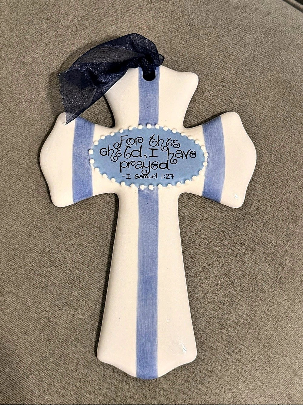 Sue Berk Designs For This Child I Have Prayed Ceramic Cross